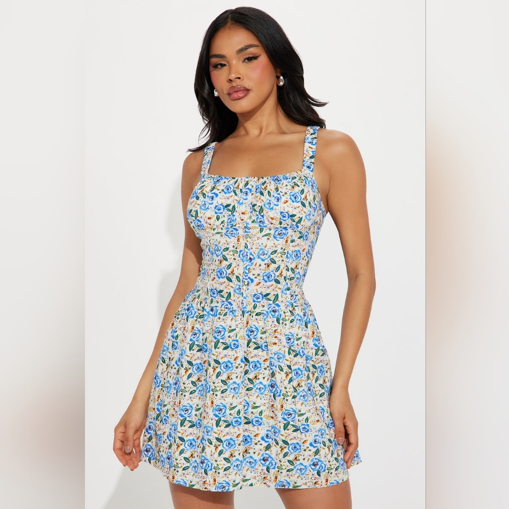 Azure Blossom mini dress